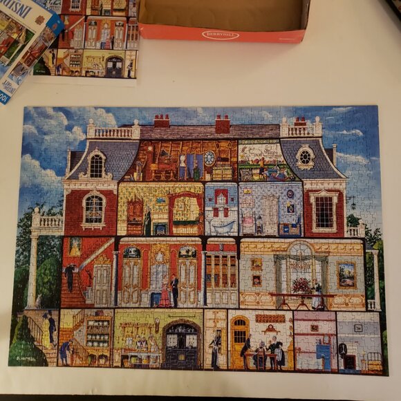 Master Pieces 1000pc Waldens Manor House 26x19 Inside Out Pre-Owned - Picture 10 of 13